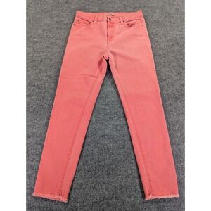 Principle Denim Innovators Gem Coral Pink Raw Hem Side Slit Jeans Size 29